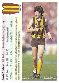 1993 Select AFL #82 Darrin Pritchard Back